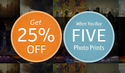 Get 25% OFF, When You Buy 5 Photo Prints